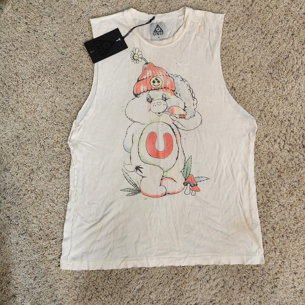 Rare NWT UNIF Don't Care Bear Smoking Bear Sleeveless Top Oversize M